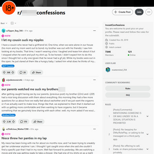 Reddit Taboo Confessions screenshot